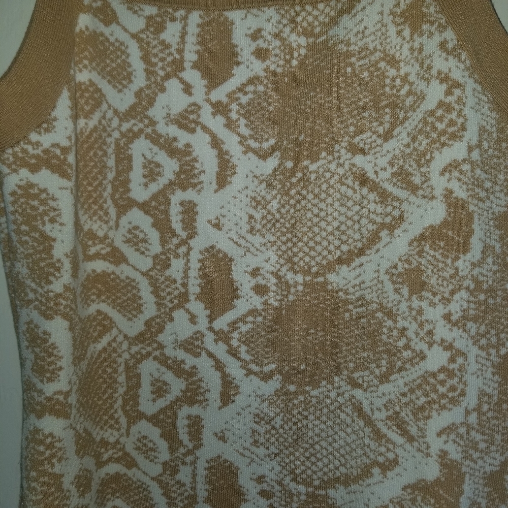 Nine West Womens Square neck Sleeveless Tan Animal Print Tank Top - Picture 4 of 5